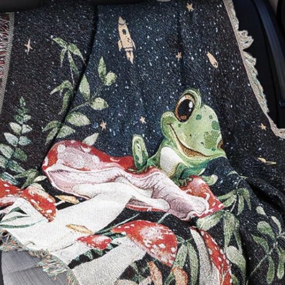 Vintage Frog Mushroom Fall Blanket Sofa Throw - Picture 6 of 8
